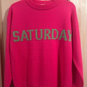 English Factory Pink and Green 'Saturday' Sweater